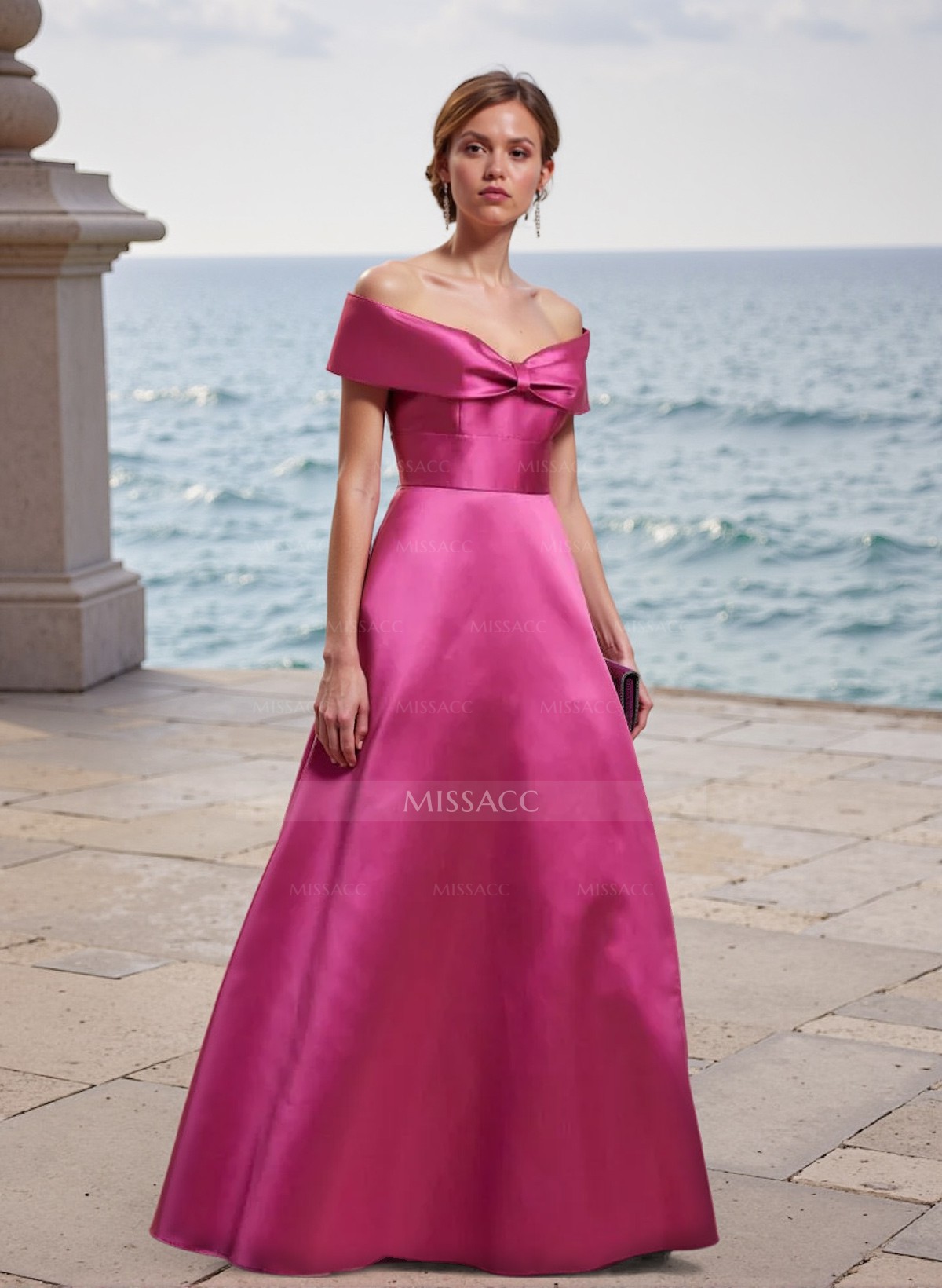 Off-The-Shoulder A-Line Satin Bridesmaid Dresses