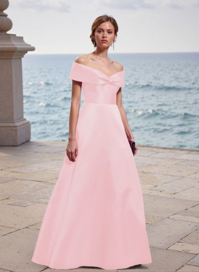 Off-The-Shoulder A-Line Satin Bridesmaid Dresses
