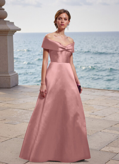 Off-The-Shoulder A-Line Satin Bridesmaid Dresses
