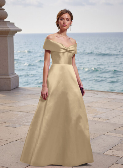 Off-The-Shoulder A-Line Satin Bridesmaid Dresses