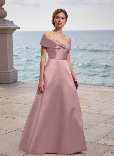Off-The-Shoulder A-Line Satin Bridesmaid Dresses