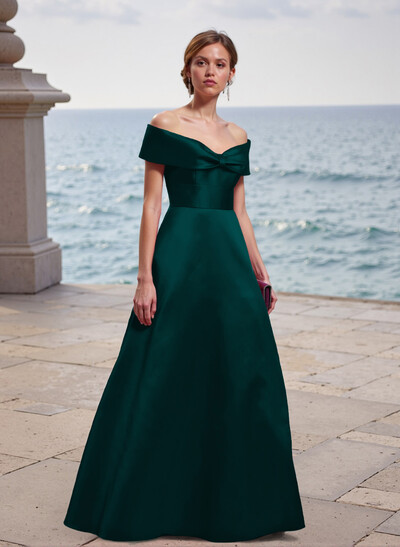 Off-The-Shoulder A-Line Satin Bridesmaid Dresses