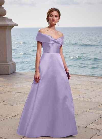 Off-The-Shoulder A-Line Satin Bridesmaid Dresses