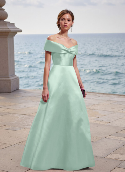 Off-The-Shoulder A-Line Satin Bridesmaid Dresses