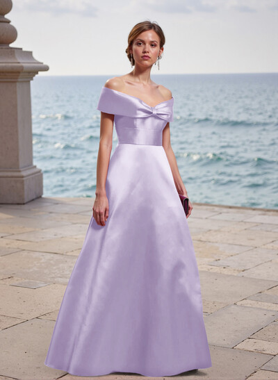 Off-The-Shoulder A-Line Satin Bridesmaid Dresses