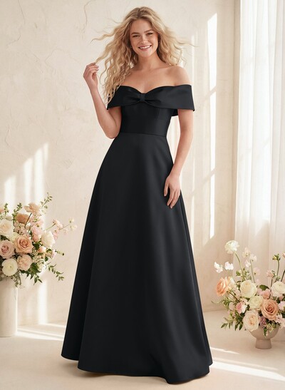 Off-The-Shoulder A-Line Satin Bridesmaid Dresses