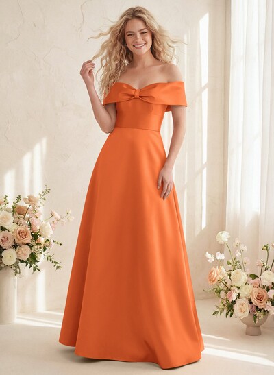 Off-The-Shoulder A-Line Satin Bridesmaid Dresses
