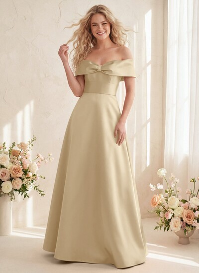 Off-The-Shoulder A-Line Satin Bridesmaid Dresses