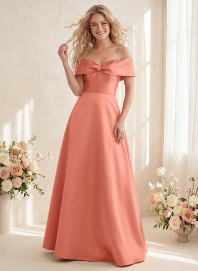 Off-The-Shoulder A-Line Satin Bridesmaid Dresses