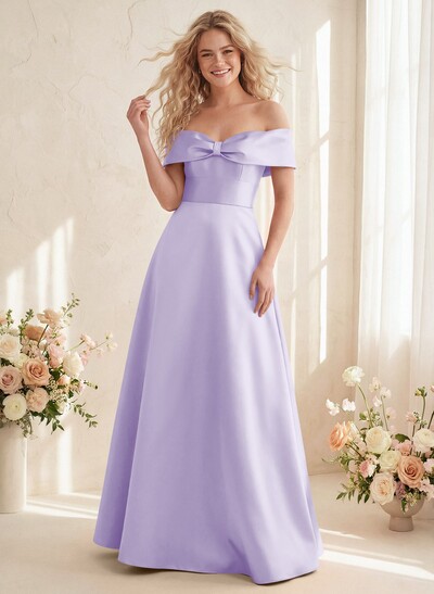 Off-The-Shoulder A-Line Satin Bridesmaid Dresses