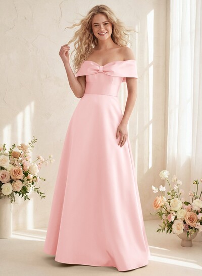 Off-The-Shoulder A-Line Satin Bridesmaid Dresses