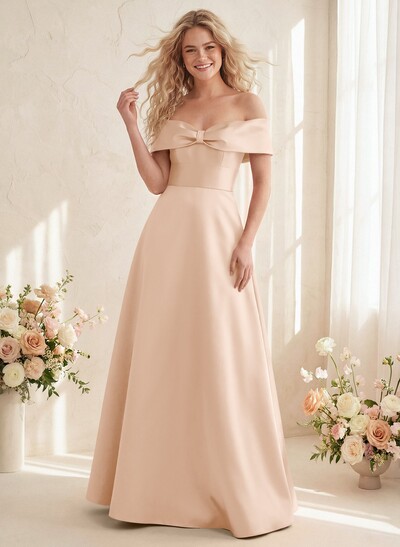 Off-The-Shoulder A-Line Satin Bridesmaid Dresses
