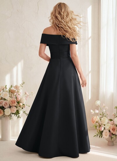 Off-The-Shoulder A-Line Satin Bridesmaid Dresses