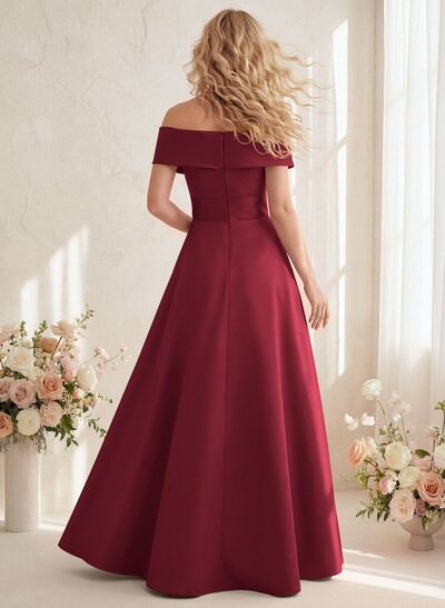 Off-The-Shoulder A-Line Satin Bridesmaid Dresses