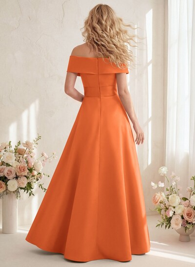 Off-The-Shoulder A-Line Satin Bridesmaid Dresses