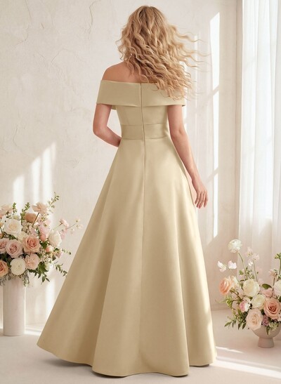 Off-The-Shoulder A-Line Satin Bridesmaid Dresses