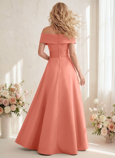 Off-The-Shoulder A-Line Satin Bridesmaid Dresses