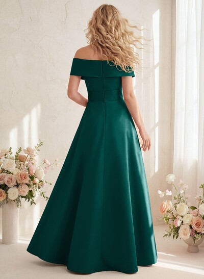 Off-The-Shoulder A-Line Satin Bridesmaid Dresses