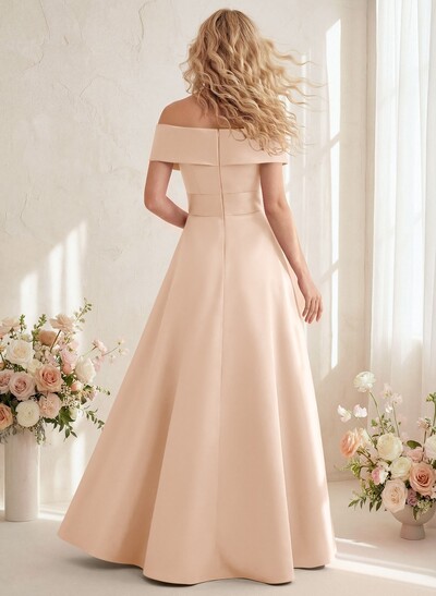 Off-The-Shoulder A-Line Satin Bridesmaid Dresses