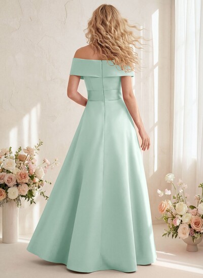 Off-The-Shoulder A-Line Satin Bridesmaid Dresses