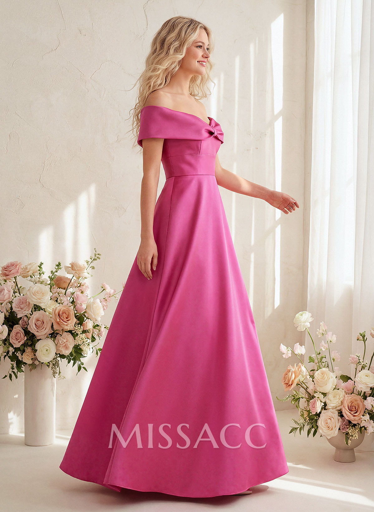 Off-The-Shoulder A-Line Satin Bridesmaid Dresses Off-The-Shoulder A-Line Satin Bridesmaid Dresses