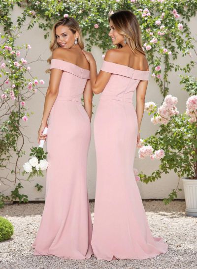 Trumpet/Mermaid Off-The-Shoulder Elastic Satin Bridesmaid Dresses With Split Front