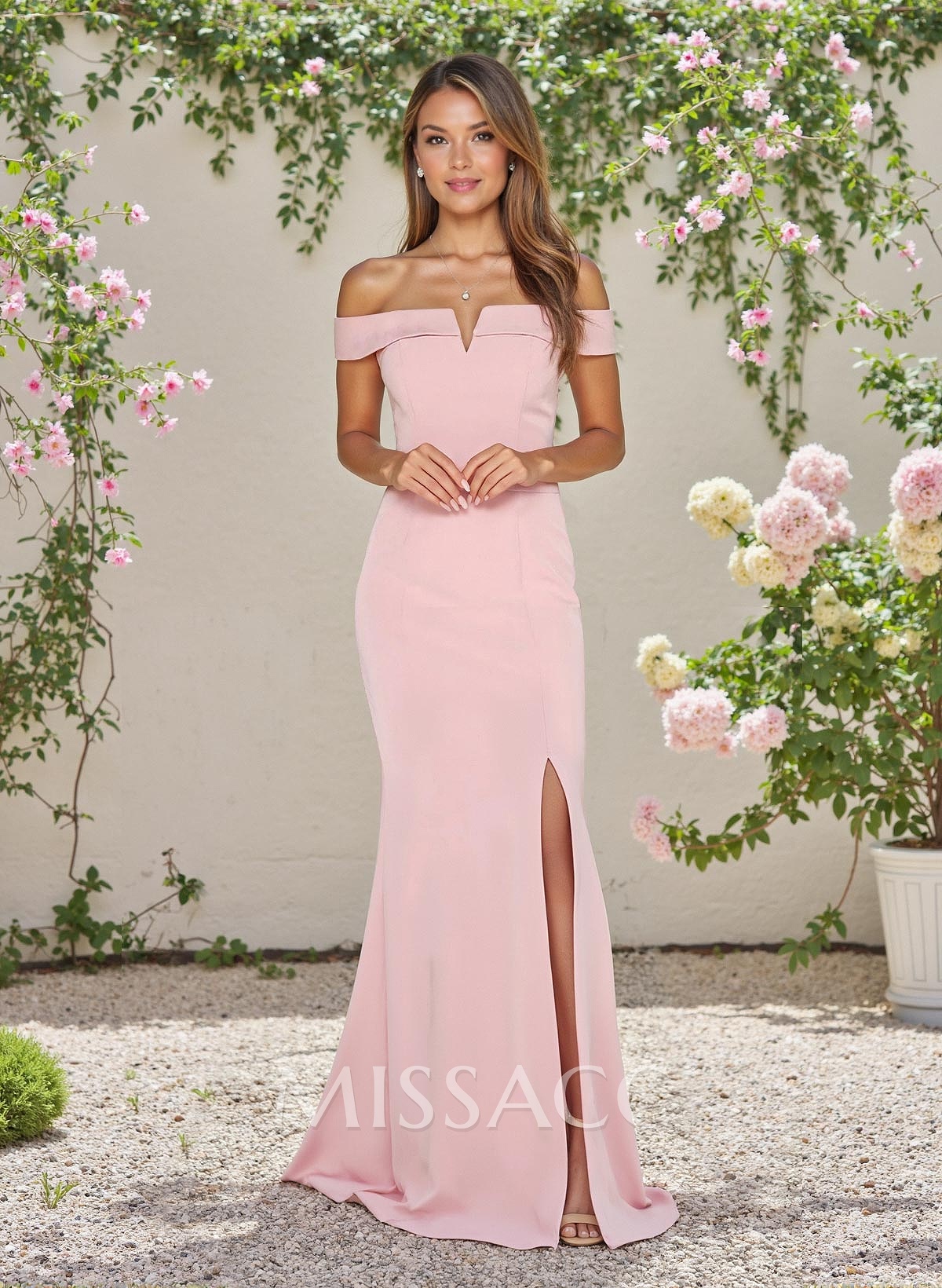 Trumpet/Mermaid Off-The-Shoulder Elastic Satin Bridesmaid Dresses With Split Front