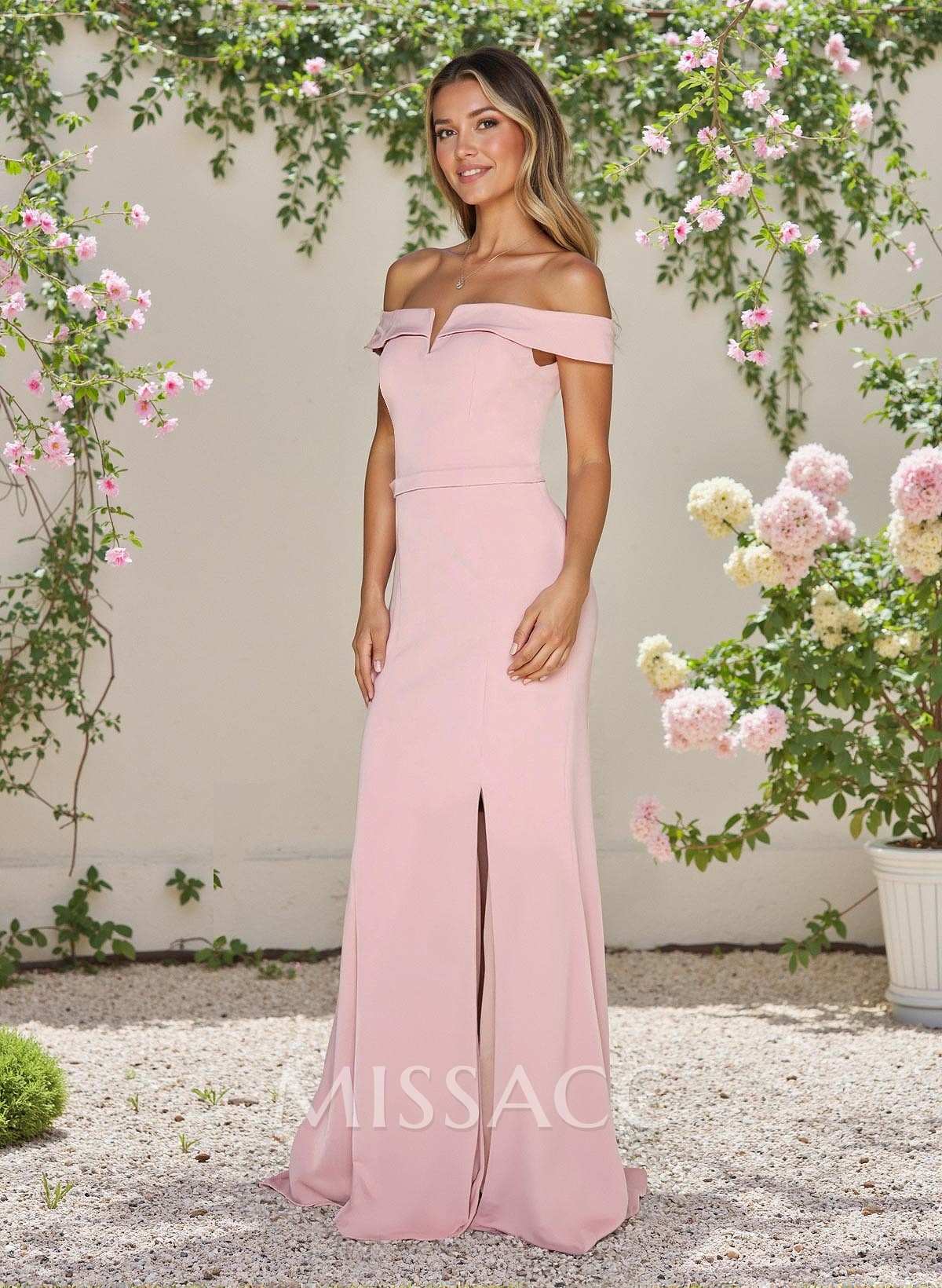 Trumpet/Mermaid Off-The-Shoulder Elastic Satin Bridesmaid Dresses With Split Front