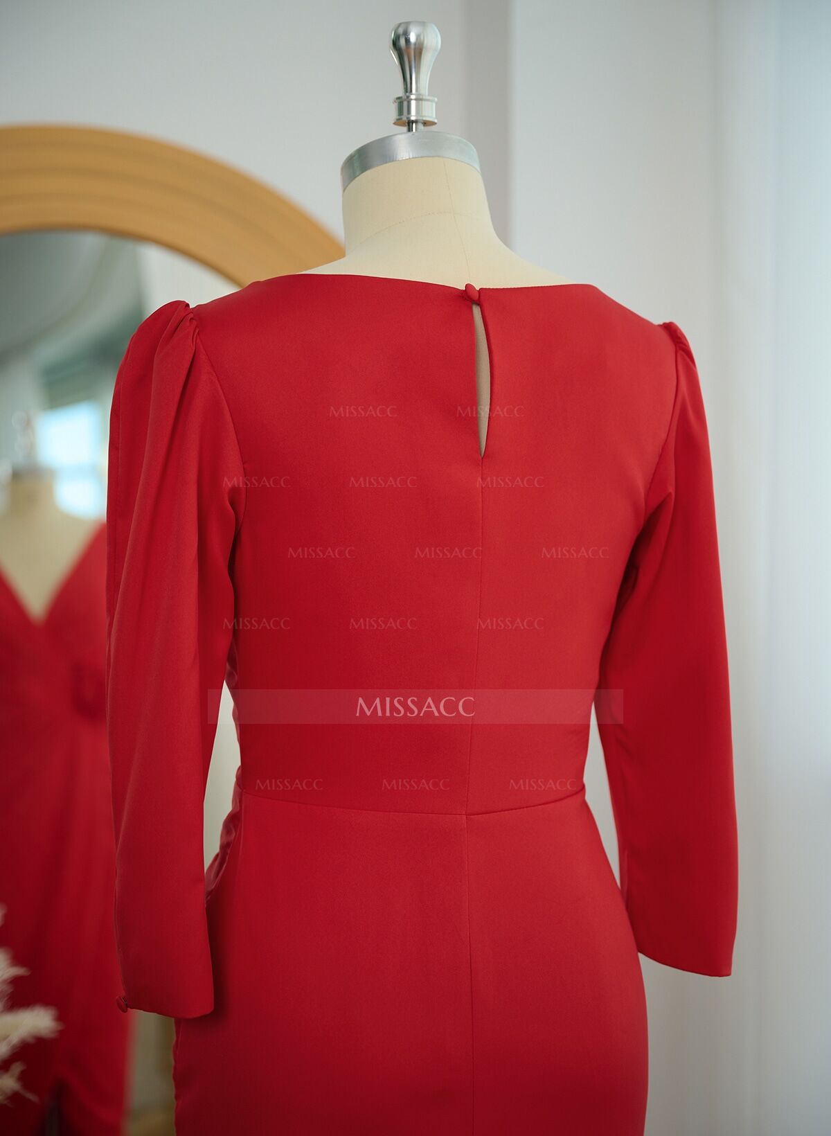 Sheath V-Neck 1/2 Sleeves Asymmetrical Elastic Satin Cocktail Dresses