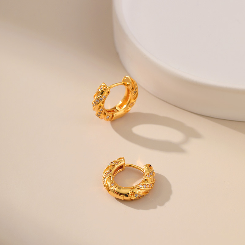 Gold Rhinestone Hoop Earrings