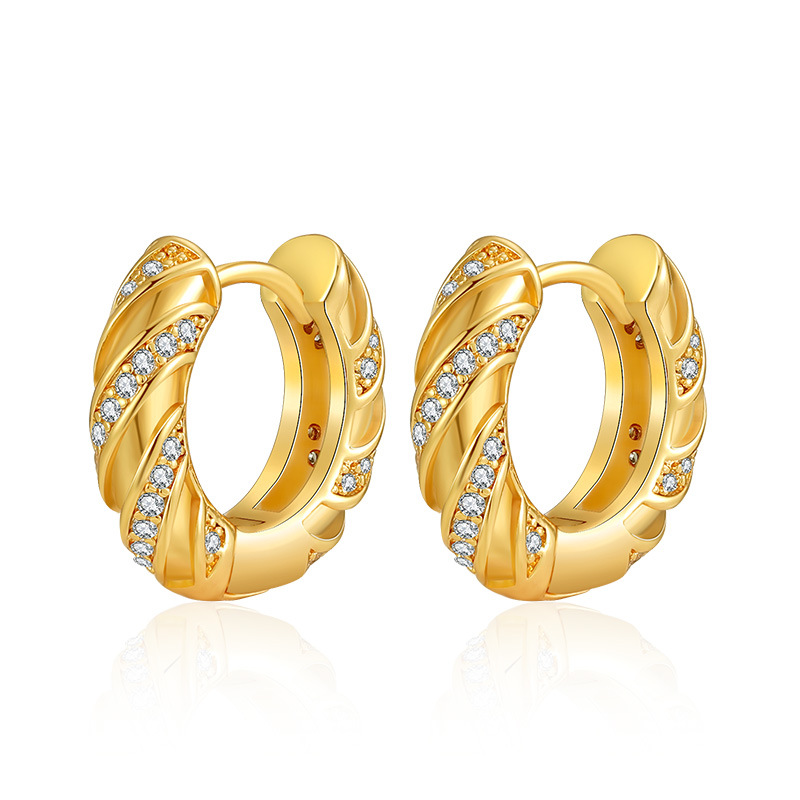 Gold Rhinestone Hoop Earrings