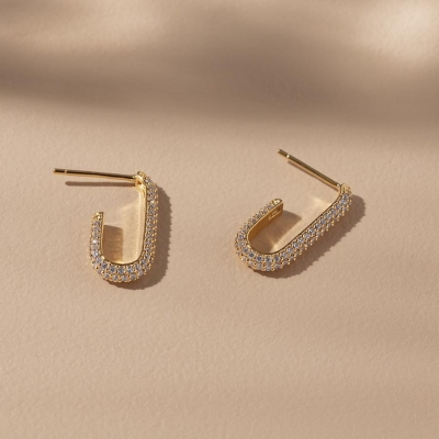 Gold Rhinestone Hoop Earrings