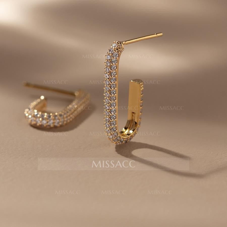 Gold Rhinestone Hoop Earrings