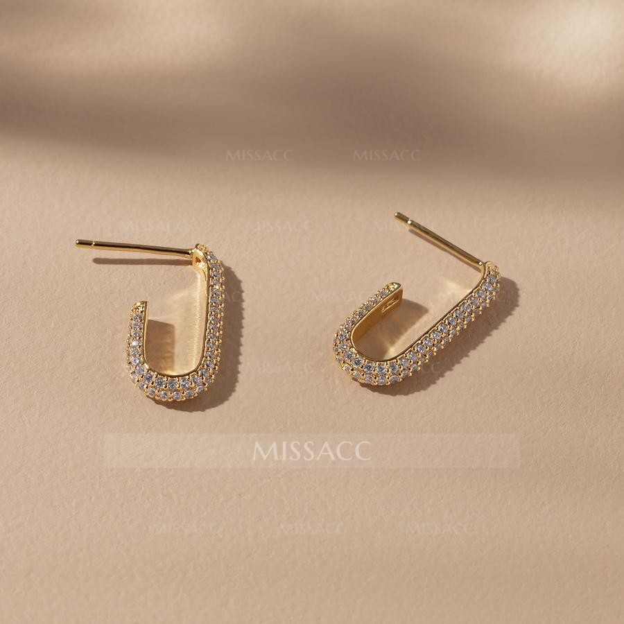 Gold Rhinestone Hoop Earrings