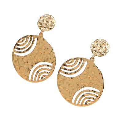 Round Personality Hollow Printing Drop Earrings