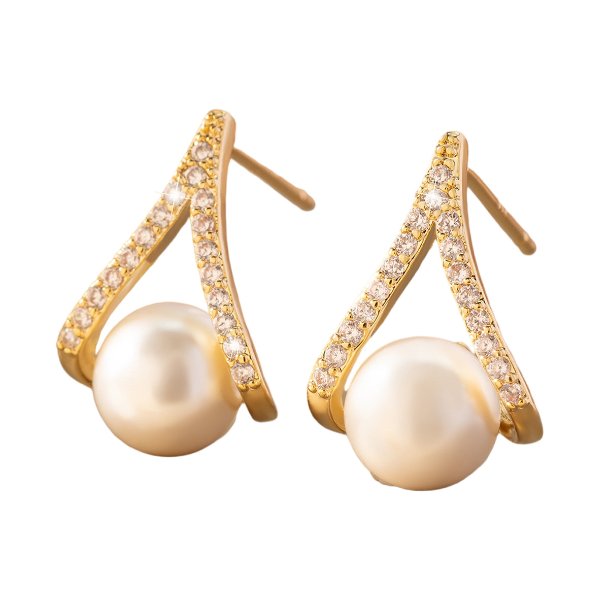 Pearl/Rhinestone Stud Earrings