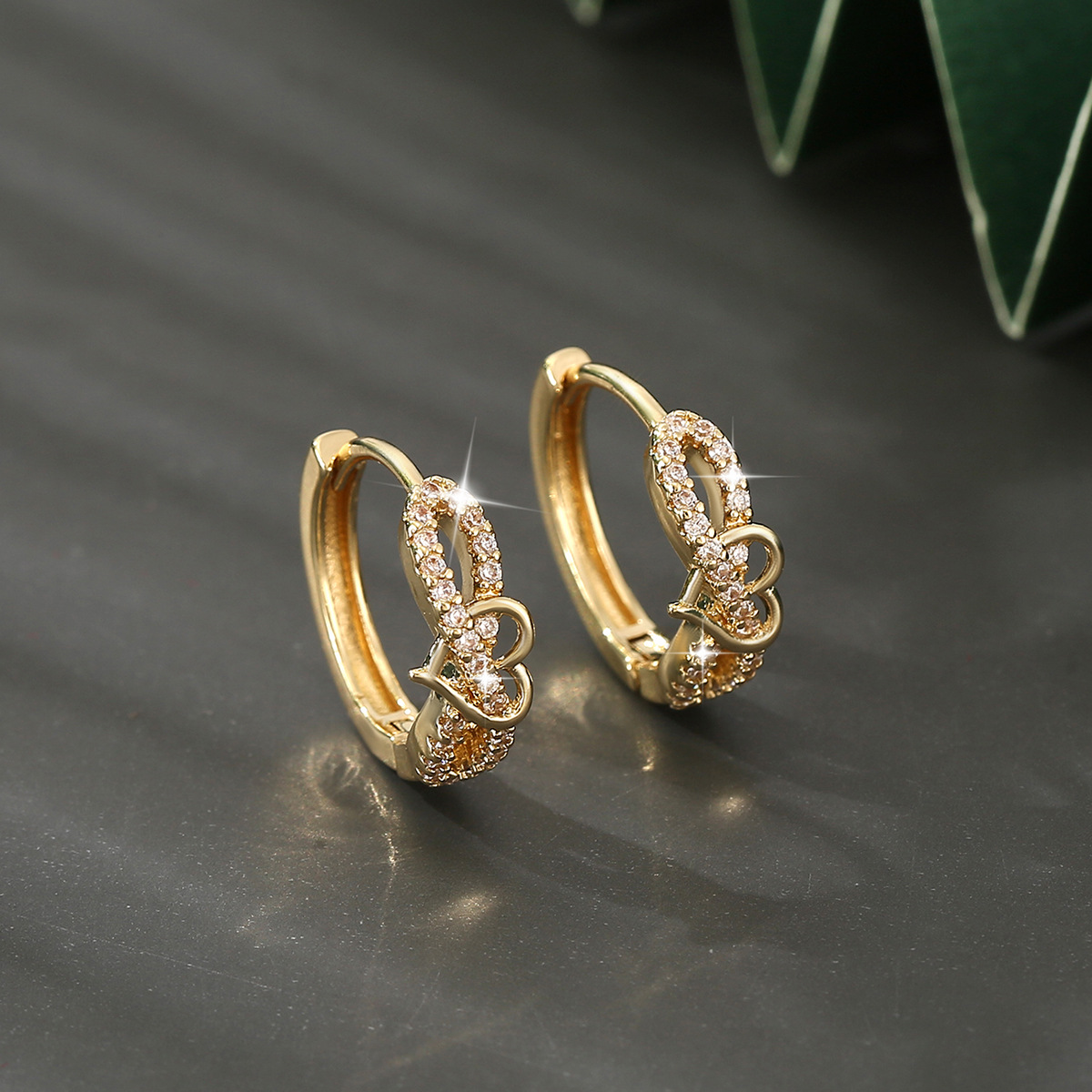 Geometric Gold Rhinestone Fashionable Hoop Earrings