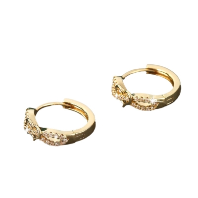 Geometric Gold Rhinestone Fashionable Hoop Earrings