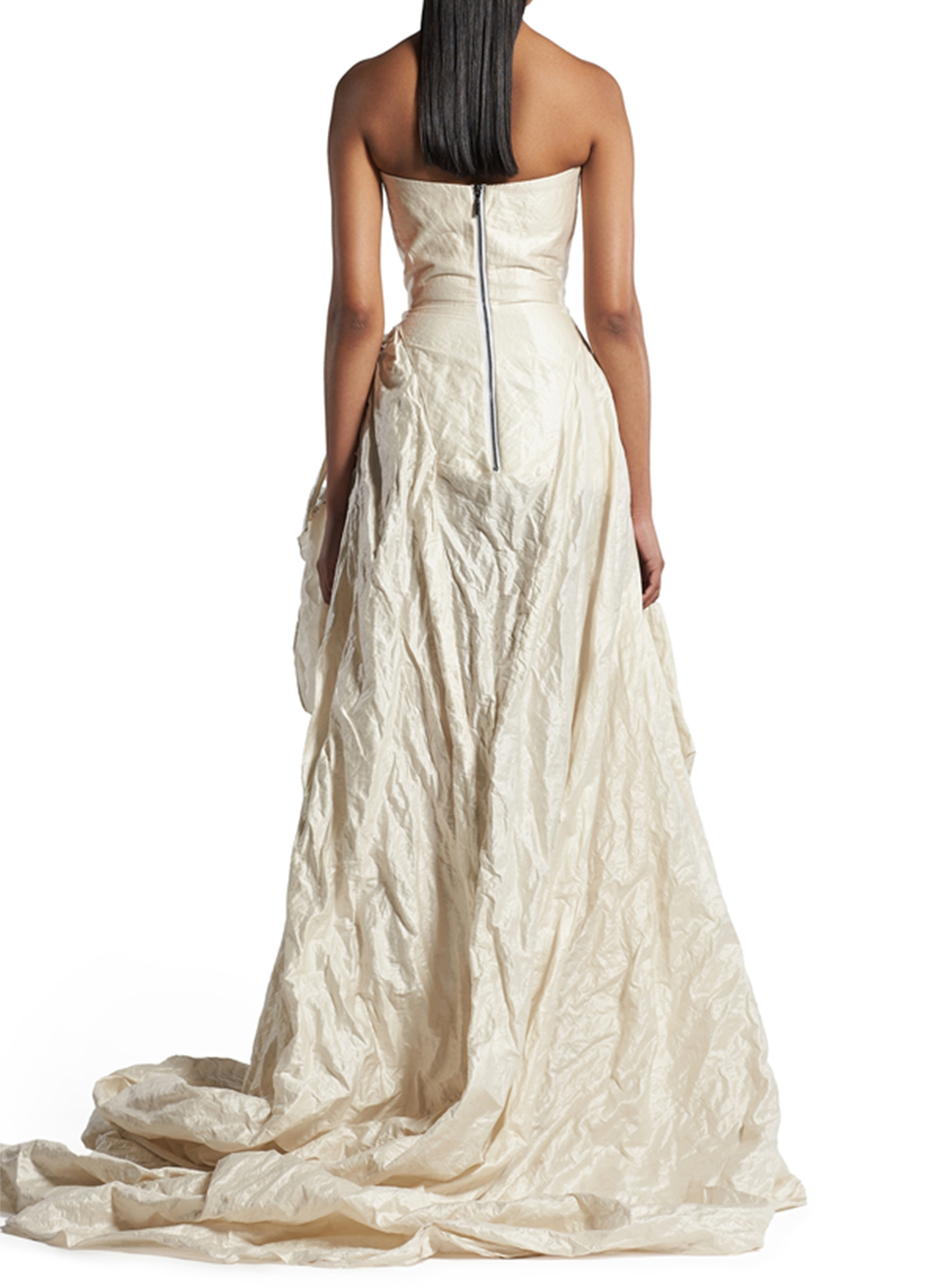 A-Line Cowl Neck Sleeveless Sweep Train Taffeta Evening Dresses With Split Front