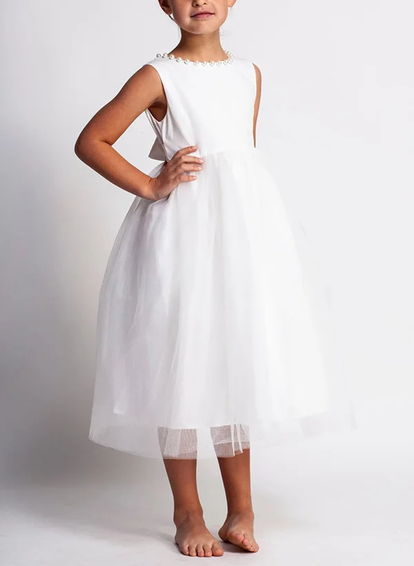 Cap Sleeves Bowknot Flower Illusion Neck Girls Dresses Lilac
