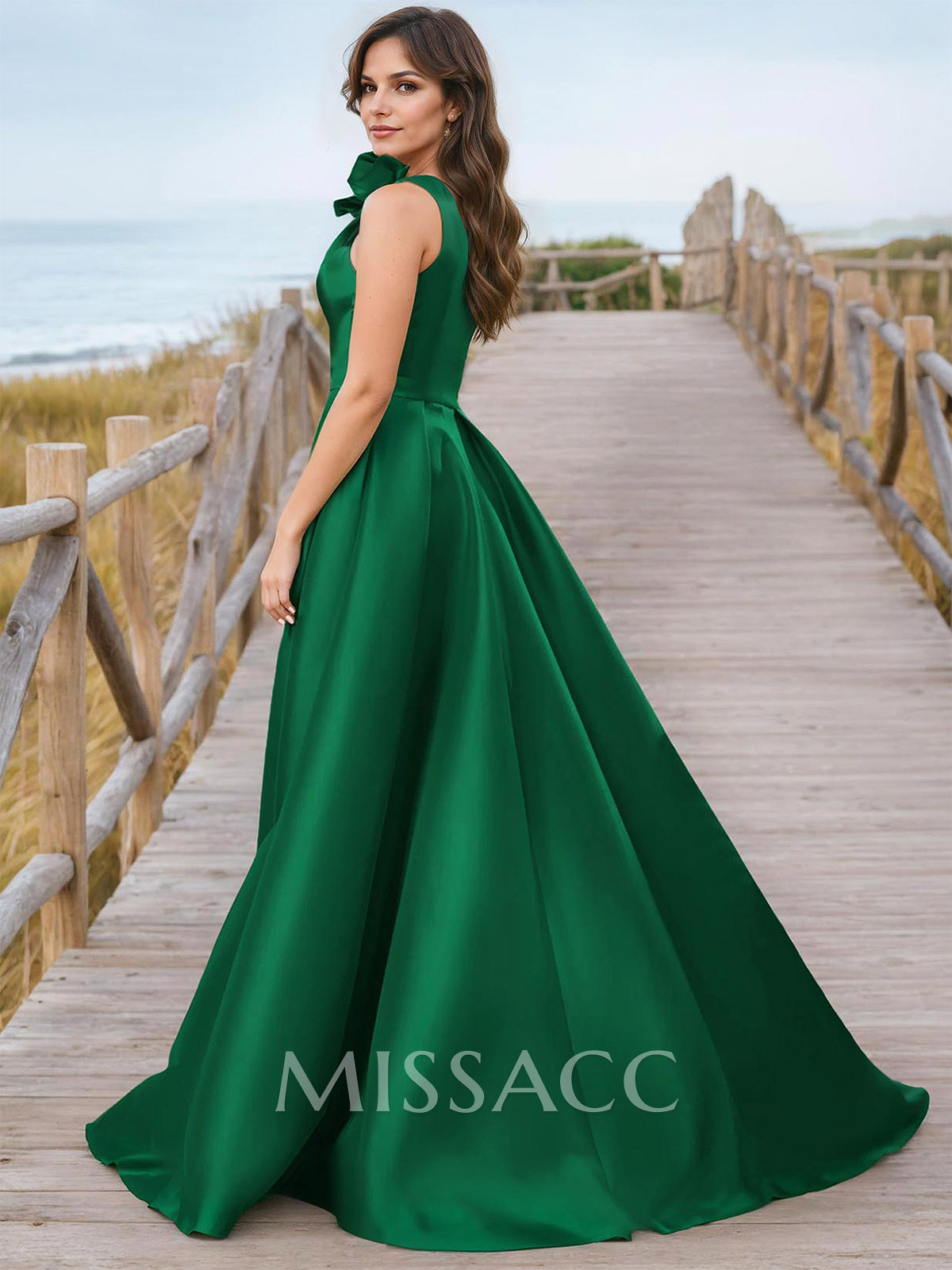 Modest Ruffled Floral One Shoulder Overskirt Mother Of The Bride Dresses With Split Front Modest Ruffled Floral One Shoulder Overskirt Mother Of The Bride Dresses With Split Front