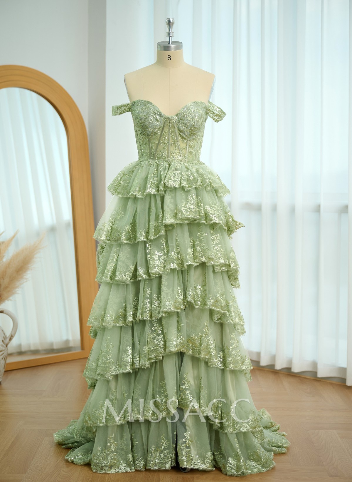 Exquisite Tiered Skirt Illusion Corset Prom Dresses With Floral Applique Exquisite Tiered Skirt Illusion Corset Prom Dresses With Floral Applique