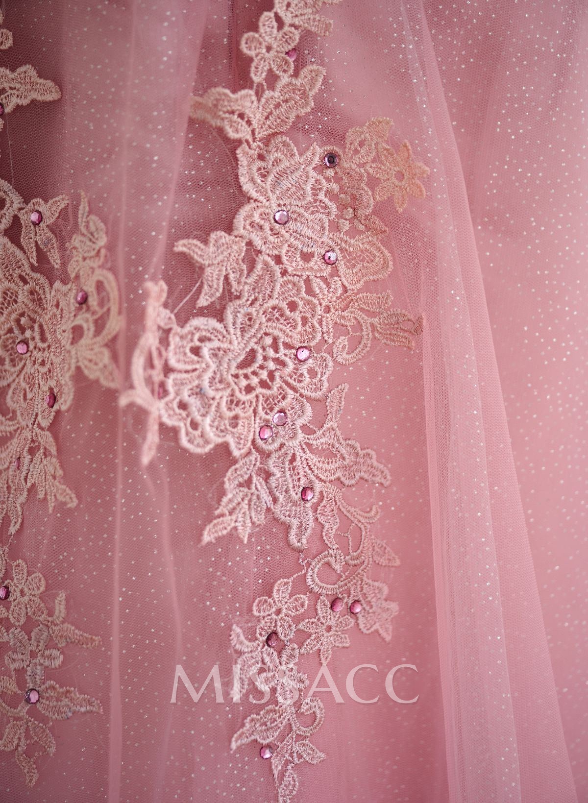 Dreamy Deep V-Neck Cross Back Prom Dresses With Floral Applique