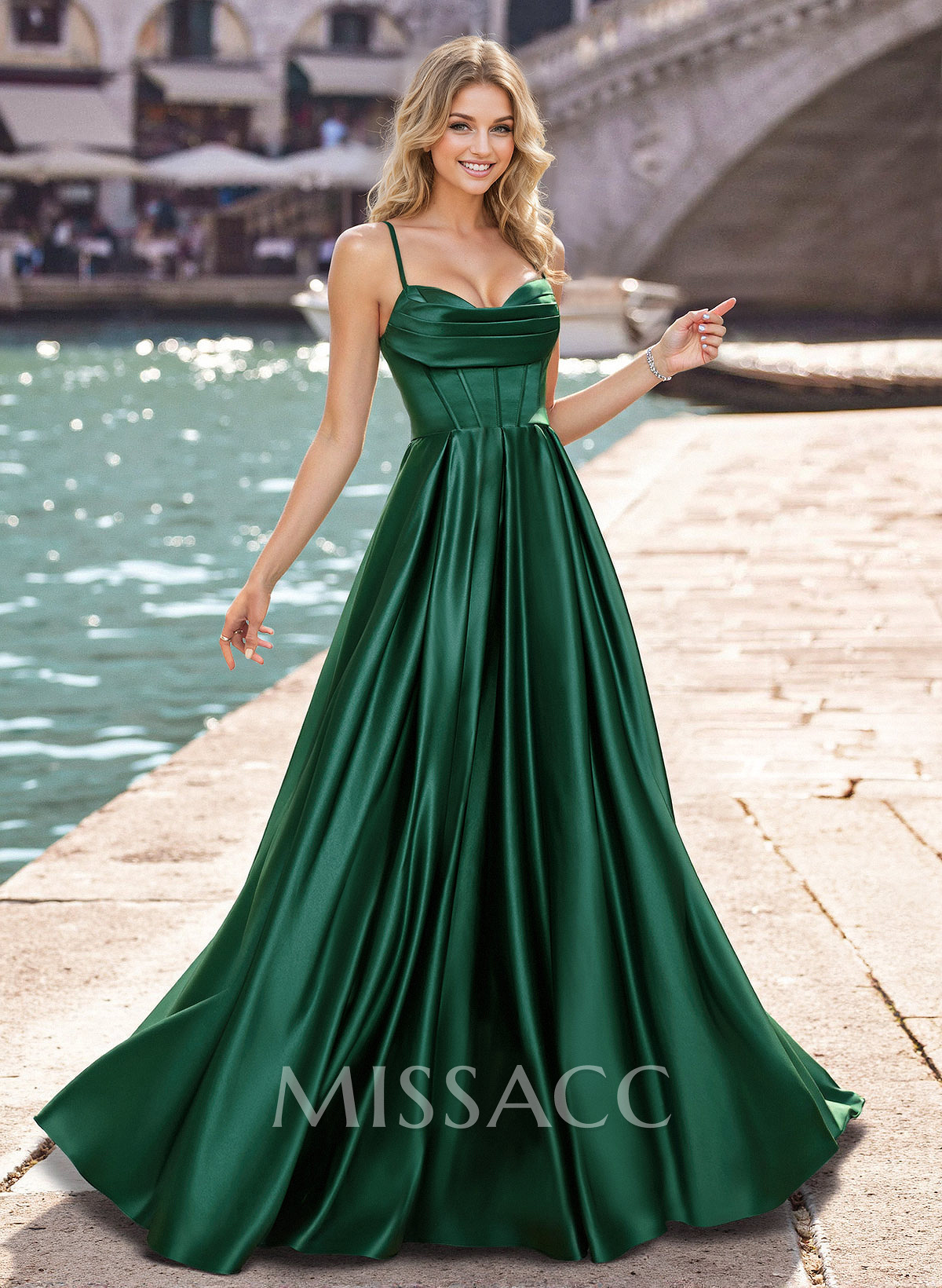 Modest A-Line Spaghetti Straps Satin Prom Dresses With Strappy Back Modest A-Line Spaghetti Straps Satin Prom Dresses With Strappy Back