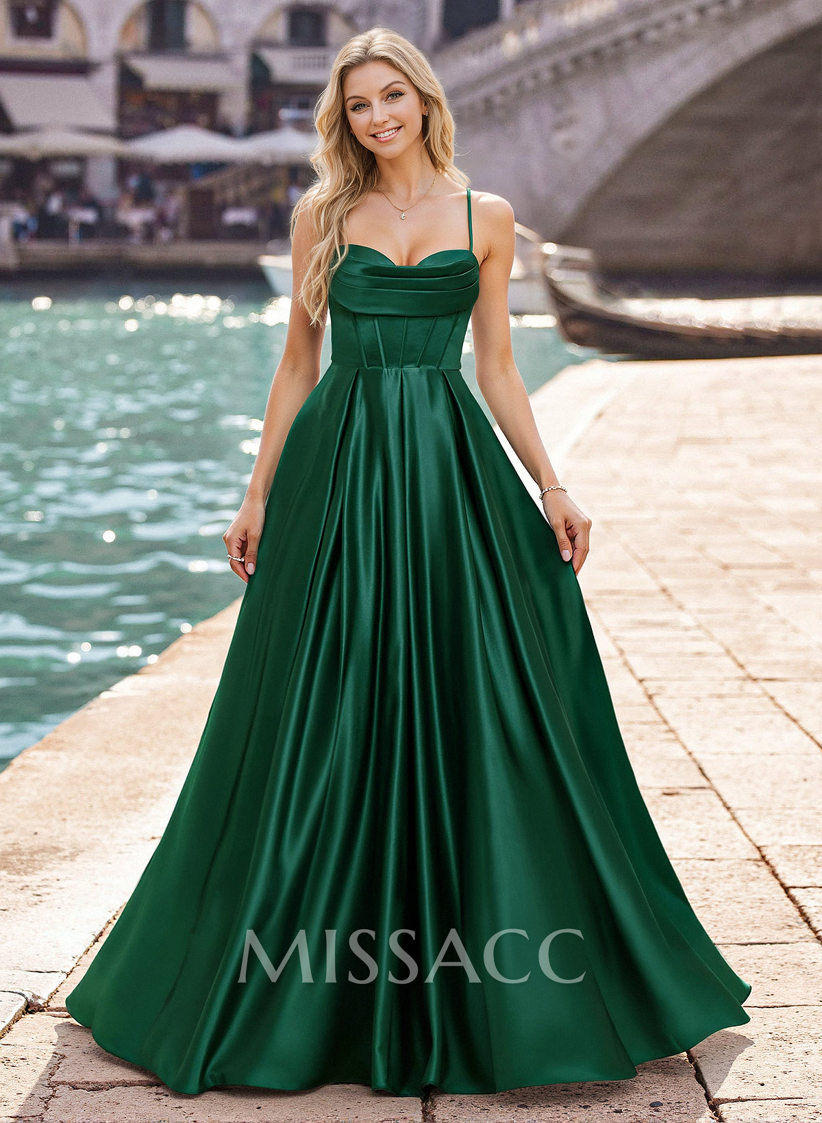 Modest A-Line Spaghetti Straps Satin Prom Dresses With Strappy Back Modest A-Line Spaghetti Straps Satin Prom Dresses With Strappy Back