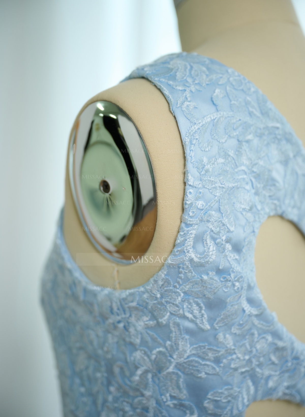 Unique One-Shoulder Cutout In Back Prom Dresses With Lace Applique