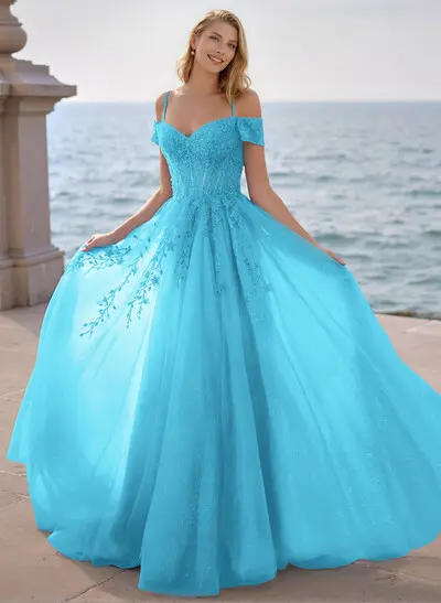 Lace Dress With Tight Top And Flowy Bottom A Line Backless Blue Lace Long Prom Dresses, Lace Dress With Tight Top And Flowy Bottom A Line Backless Blue Lace Long Prom Dresses,