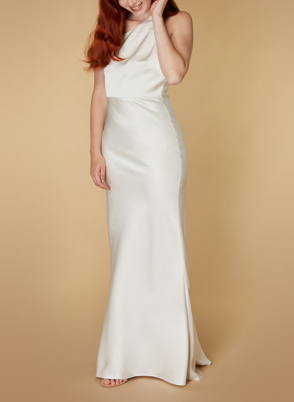 Elegant One-Shoulder Open Back Mermaid Sweep Train Matte Satin Bridesmaid Dresses