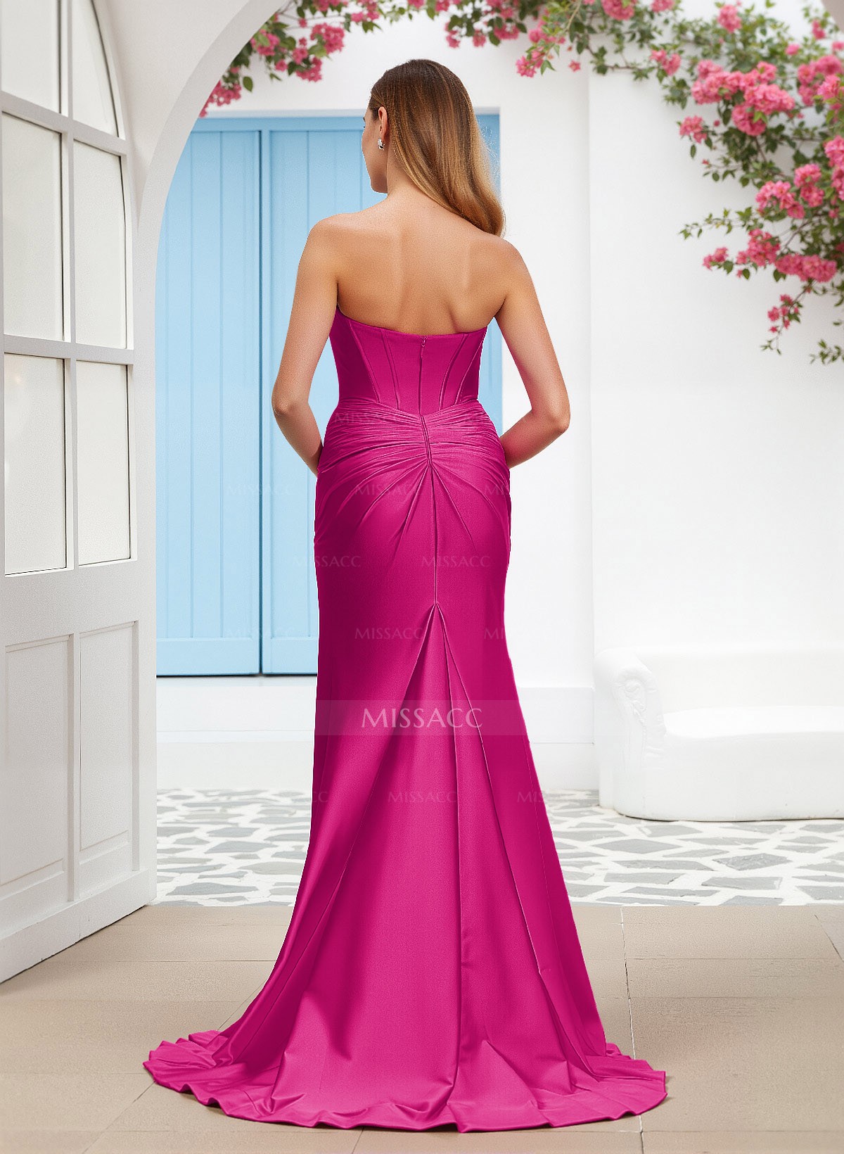 Elegant Trumpet Sweetheart Matte Satin Bridesmaid Dresses With High Split