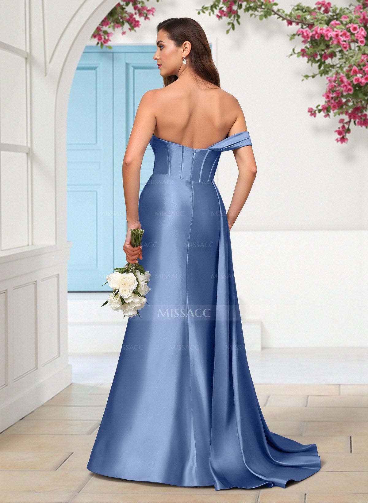 Elegant One-Shoulder Sleeveless Silk Like Satin Bridesmaid Dresses With High Split